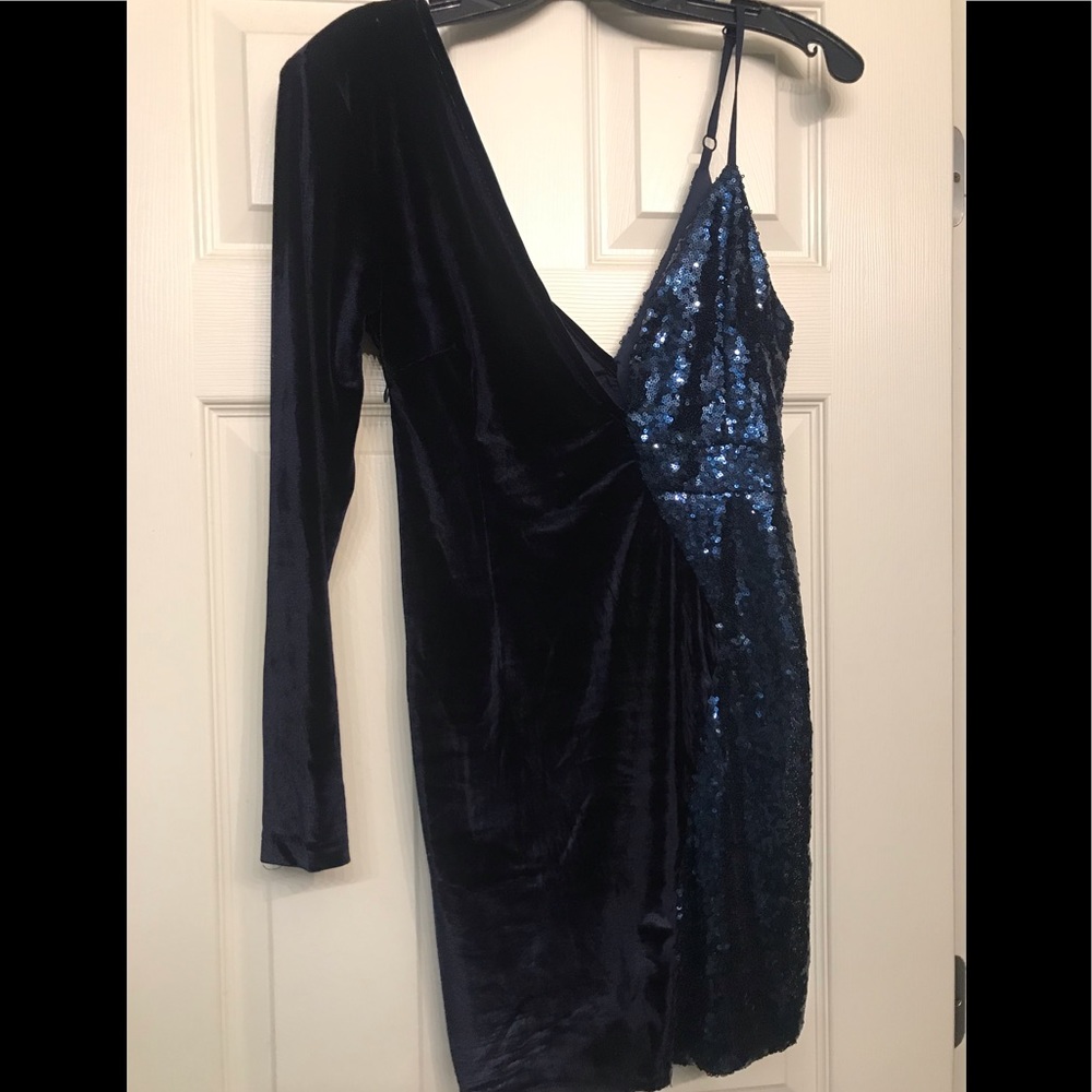 Navy Velvet and sequin mini